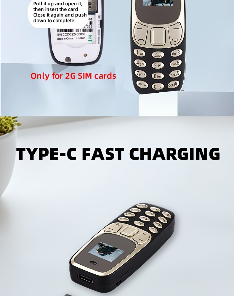 Mini telefon, 2G mreža, Dual SIM Dual Standby, kompaktan i štedi prostor, pogodan za rezervnu upotrebu, poslovne pozive, jednostavna funkcionalnost, minimalistički dizajn