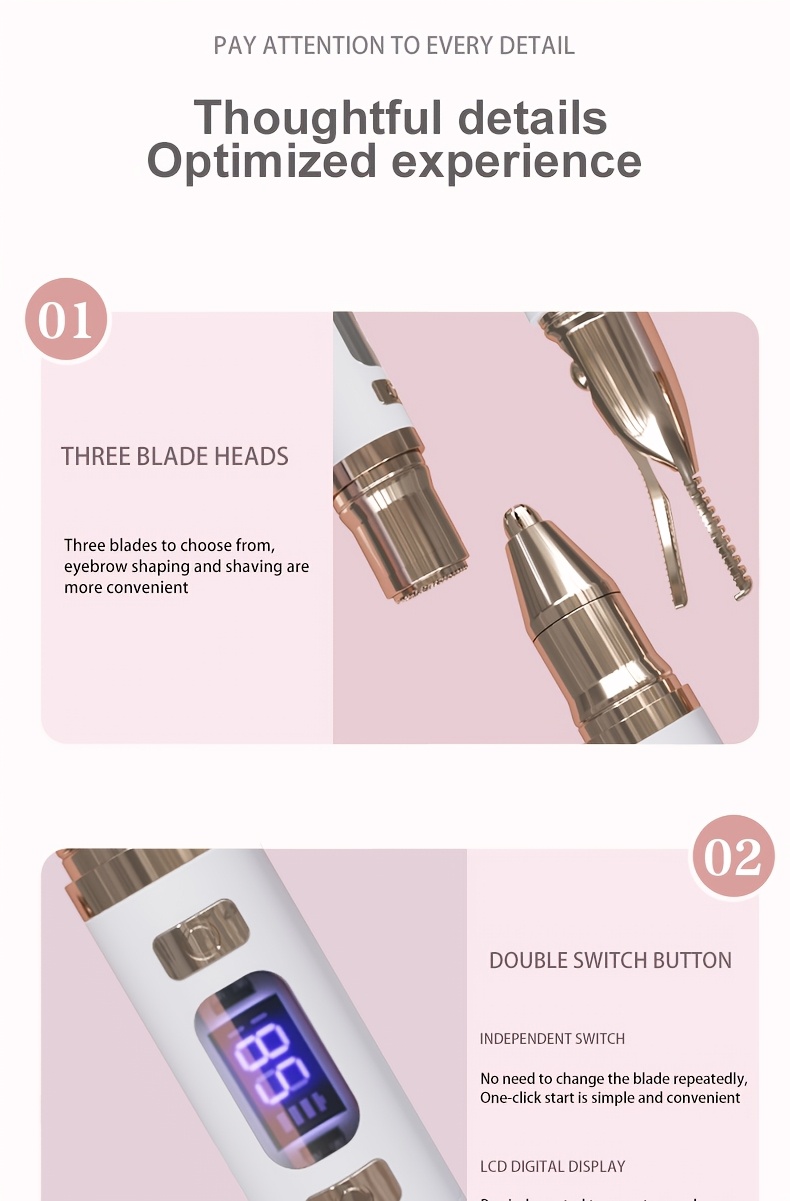 3-u-1 Električni uvijač za trepavice, pinceta i trimer - USB sa brzim podešavanjem temperature, bežično korišćenje, pogodan za uvijač za trepavice, trimer za obrve i trimer za dlačice na licu - Prenosivi kozmetički alat za žene i muškarce, pogodan za putovanja