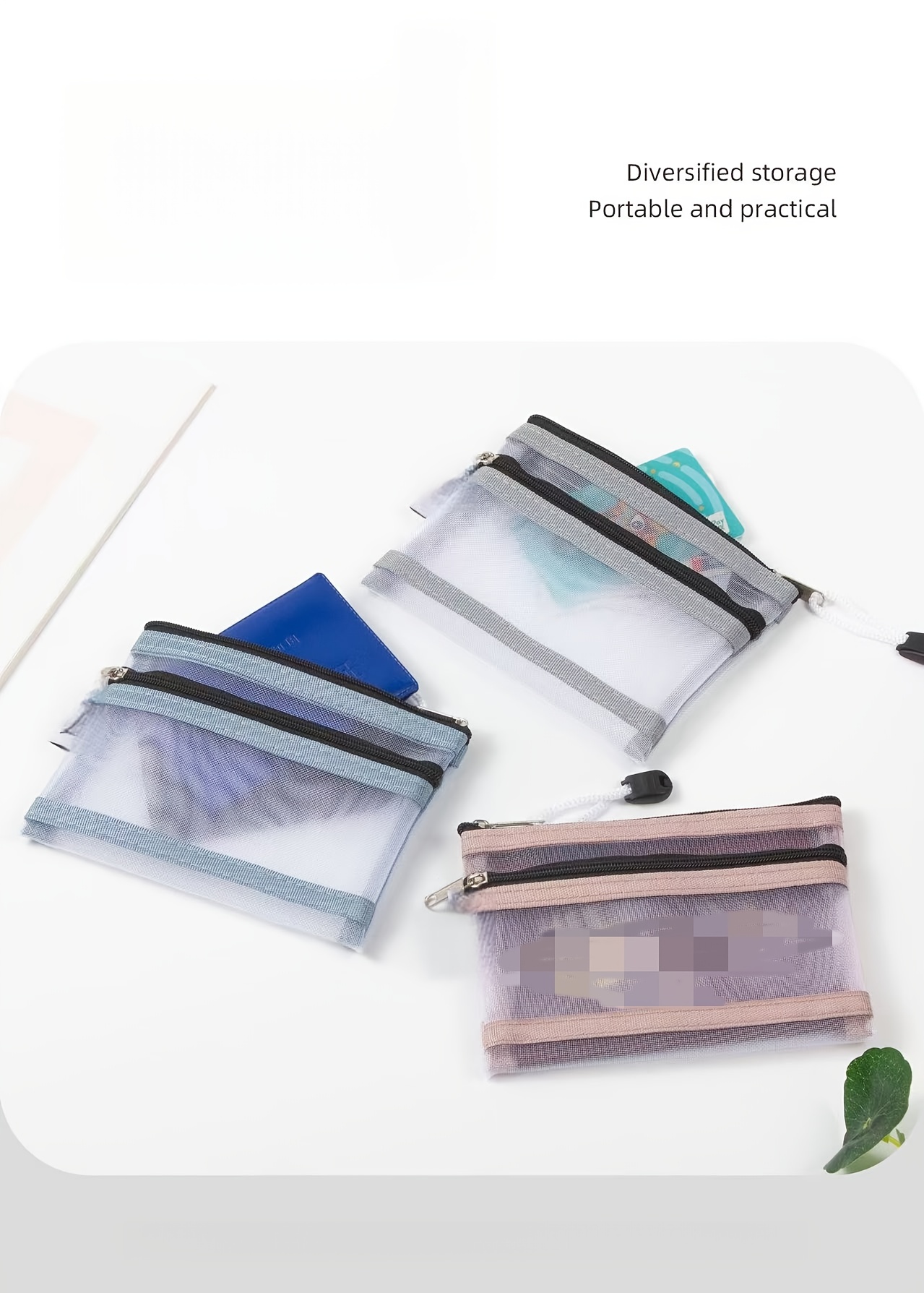 Dvoslojna mrežasta torba za skladištenje, prenosivi držač za vozačku dozvolu, organizator za pasoš i knjižicu o prebivalištu, držač za bankovne kartice sa rajsferšlusom, providni novčanik za kartice