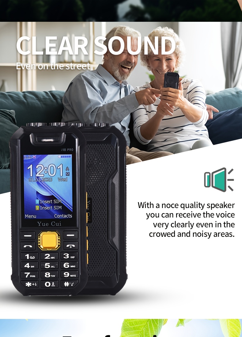 Telefon sa 2G mrežom i ultra-dugim trajanjem baterije, podržava osvetljenje/minijaturni ventilator/punjenje/rezervni telefon, prenosivi mobilni telefon za hitne slučajeve na otvorenom, telefon za kampovanje, dizajn velikog zvučnika, jak zvuk, dug vremenski period mirovanja, pogodan za aktivnosti na otvorenom