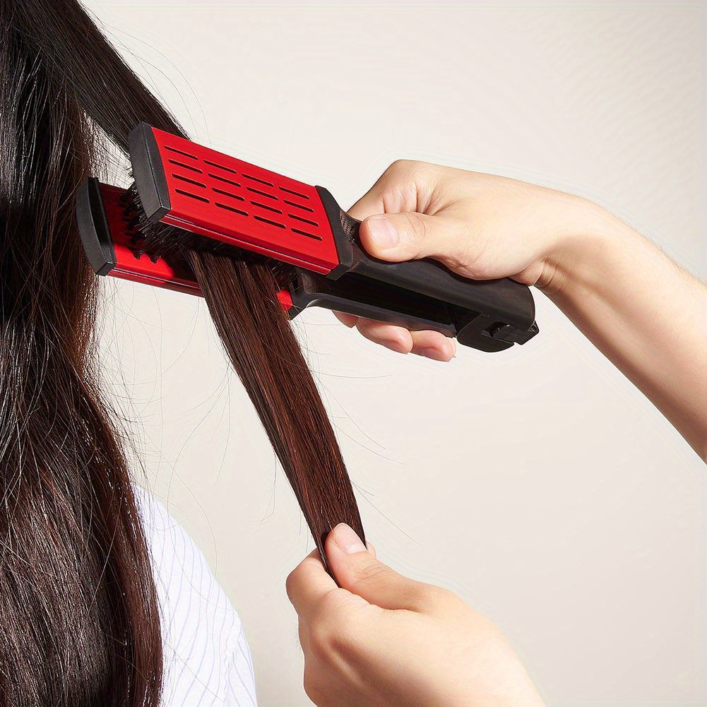 WANMEI Ravnalo za kosu V češalj za stilizovanje kose, dvostruka upotreba, ravnalo i uvijanje, kućni češalj bez punjenja