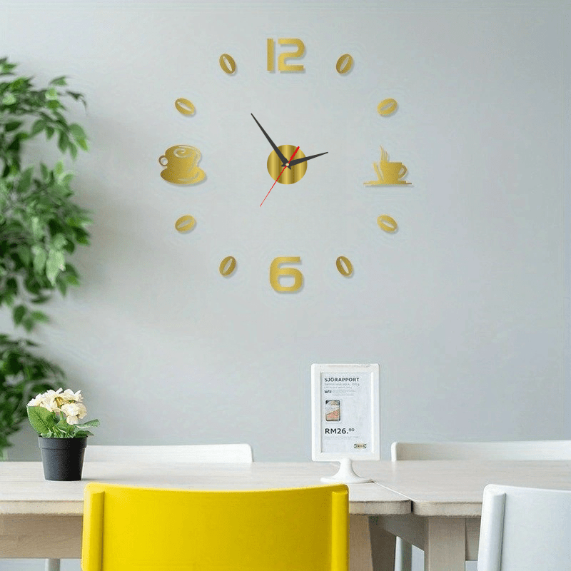 ZHU Vetrovni Dnevni Sat za Dnevnu Sobu, Kreativni Samolepljivi Dekorativni Sat bez Bušenja, Evropski Jednostavan Pokriveni Dekorativni Sat, Tihi Digitalni Nalepnica za Zid, Akrilni Kreativni Sat, Ukrasna Nalepka za Dom, Učionicu i Spavaću Sobu (Zahteva Bateriju)