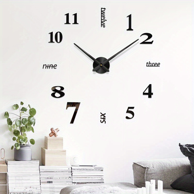 NONZHU Stilski Zidni Sat, Kreativni Samolepljivi Dekorativni Sat bez Bušenja, Evropski Minimalistički Pokriveni Dizajn, Akrilna Umetnička Nalepnica za Dom, Radnu Sobi i Spavaću Sobu (Baterija nije uključena)