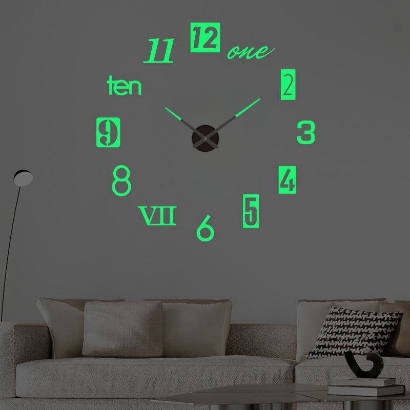 NONZHU Vetrovni Sat za Dnevnu Sobu, Kreativni Samolepljivi Dekorativni Sat Bez Bušenja, Evropski Minimalistički Ukrasni Sat, Tihi Digitalni Zidni Sat sa Nalepnicom, Akrilni Kreativni Sat, Kreativni Sat sa Nalepnicom za Zid za Kućnu Radnu Sobu, Dnevnu Sobu, Spavaću Sobu