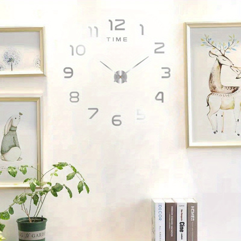 NONZHU stil sat za dnevnu sobu, kreativni bezrupa DIY tihi samolepljivi dekorativni sat, evropski minimalistička poklopac ukrasna ura, tiha digitalna nalepnica na zidu sačetnikom, ćelija akrilno kreativan sat, dom studija salon spavaća soba zidna nalepnica kreativna, Dekoracija za zid,Savremena
