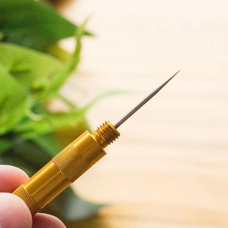 Mini ručni šiljak za šivenje sa iglom i rupicom - prenosivi kožni šiljak za DIY projekte, popravku obuće, izradu kože - kompaktan za popravke, idealan za početnike i iskusne majstore (zlatni)