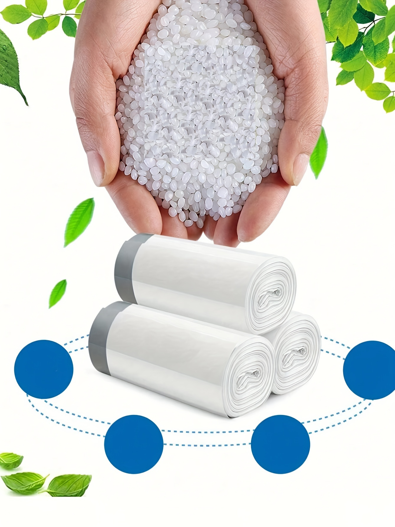 500 komada / 5 rolni debelih, velikih prenosivih kesa za smeće sa učkurom, bele podloge za kuhinjske i kupatilske kante za otpatke, pogodne za kante za smeće od 15,14 litara u kućama, kancelarijama, spavaćim sobama i trpezarijama, jednokratne kese za smeće