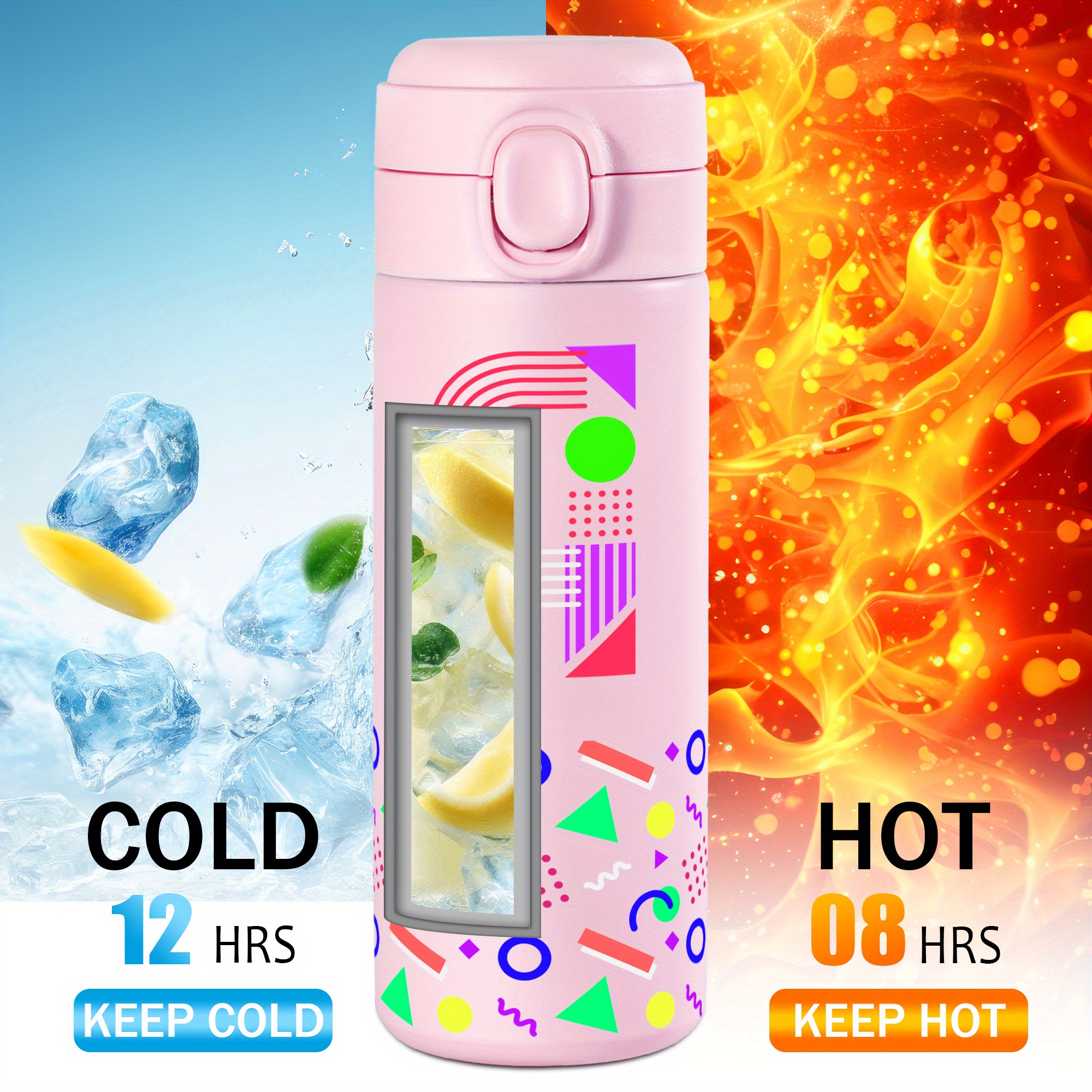 1 kom HSDIOKL lični čaša sa prilagođenim imenom - pastel roza/plava/bež/, dvostrani izolovani čaša, nepropusna poklopac i ručka, velika kapacitet od 14oz za teretanu, putovanje, kancelariju, rođendanski/božićni/dan očeva pokloni - idealno za lične poklone, kancelarijski pribor, geometrijski uzorak, izdržljiva konstrukcija, izolovana boca, entuzijasti za fitnes, voda čaša za plastičnog učitelja, termos, šolja za kafu, termos čaša, Stanly čaša za