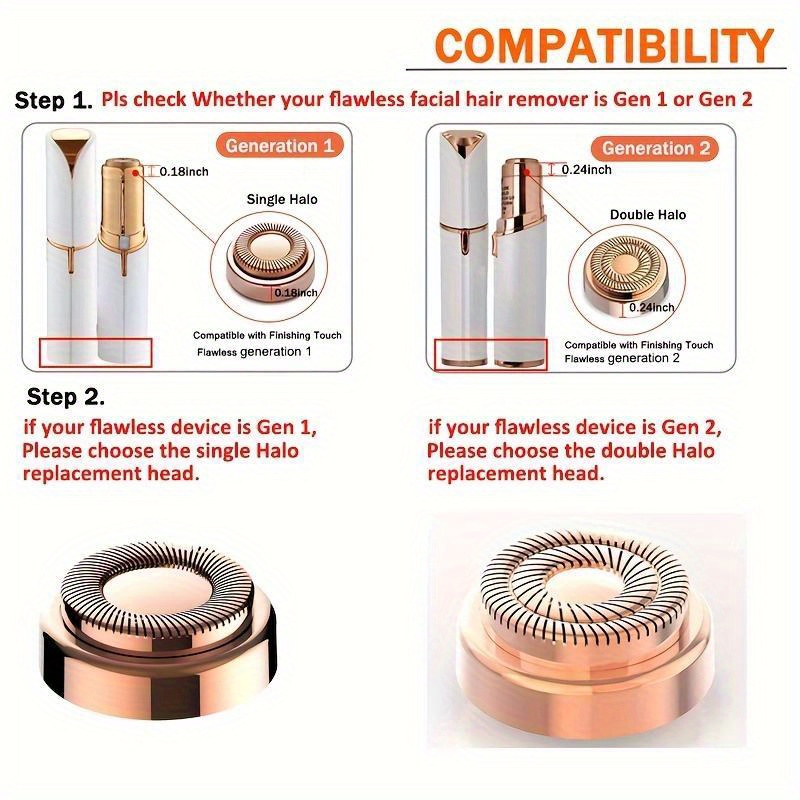 1 komad Zamenska Glava za Trimer za Dlakavost Lica, Pogodna za Besprekoran Drugi Nivo Uklanjača Dlaka sa Zamenom Oštrice, Dvostruki Halo Bezbolno Nežni, Pogodno za Žene