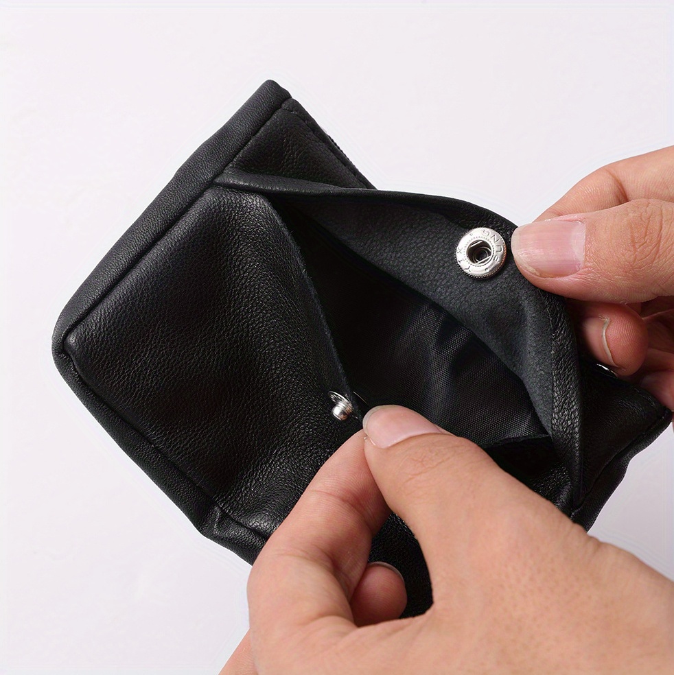 Crni Novčanik od Prave Kože sa Držačem za Kartice i Kovance - Kompaktan, Prenosiv Višenamenski Novčanik sa Kopčom na Pritisak za Žene