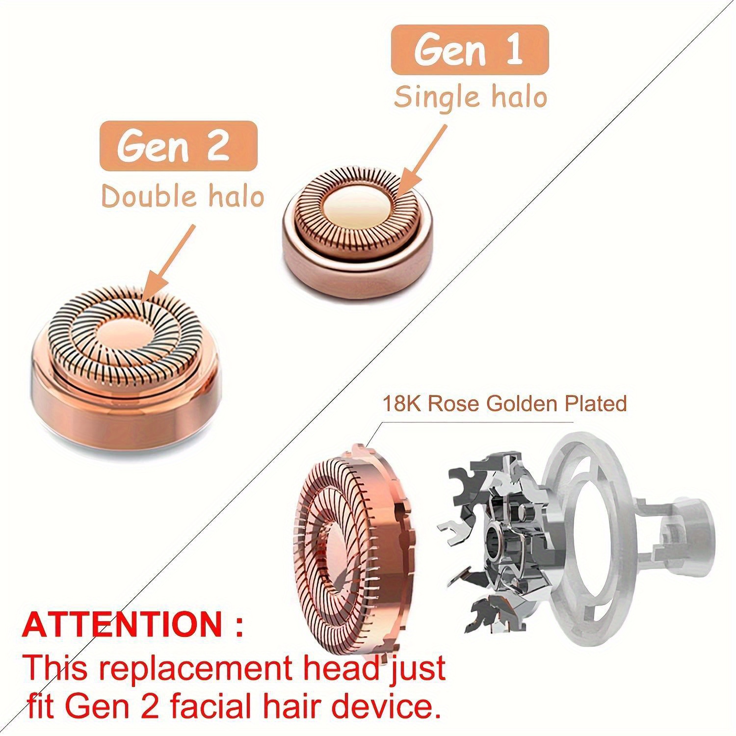1 komad Zamenska Glava za Trimer za Dlakavost Lica, Pogodna za Besprekoran Drugi Nivo Uklanjača Dlaka sa Zamenom Oštrice, Dvostruki Halo Bezbolno Nežni, Pogodno za Žene