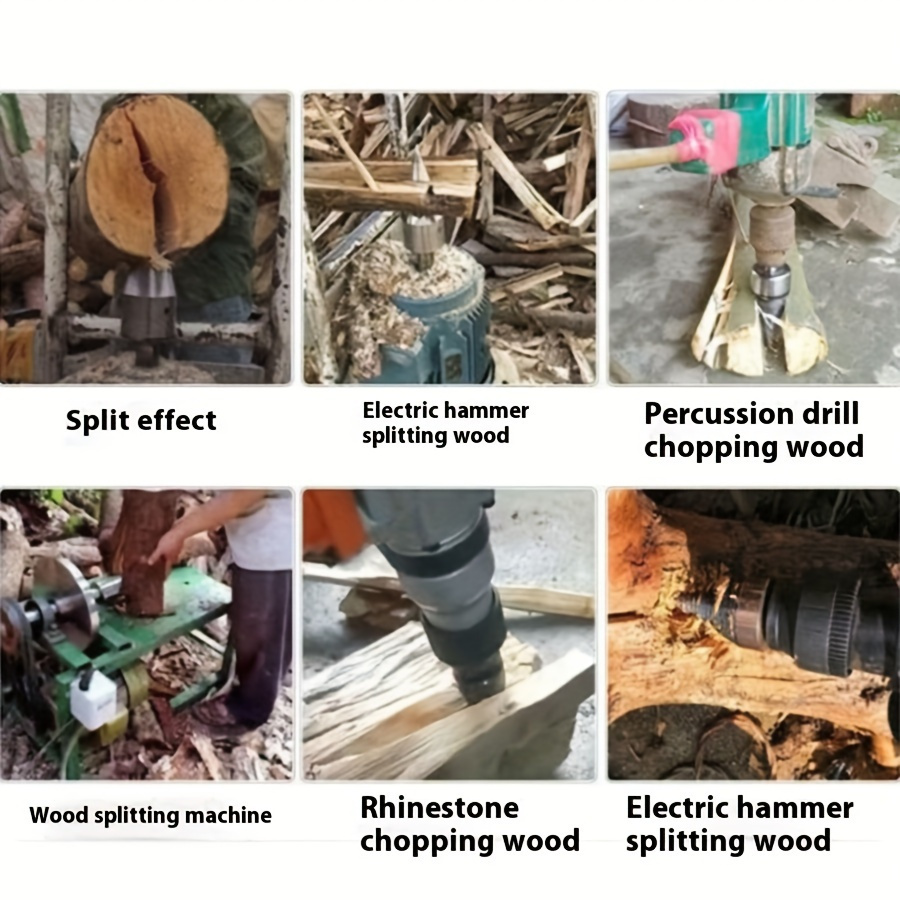 1 kom, 32/34mm - Alat za lako cepanje drveta sa nastavkom za bušilicu, dolazi sa okruglim i šesterokutnim drškama, lako cepa drvo, pogodan za negu travnjaka i obradu drveta