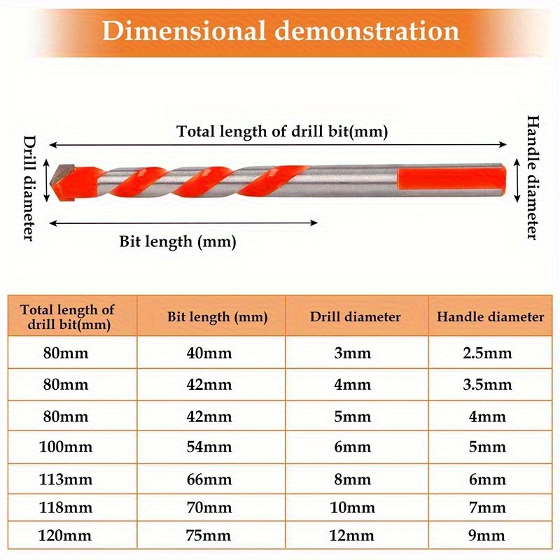 Set od 16 burgija od volfram karbida za bušenje kroz metal, čelik, porcelan, keramičke pločice, beton, cigle i drvo, u opsegu od 3 do 12 mm.