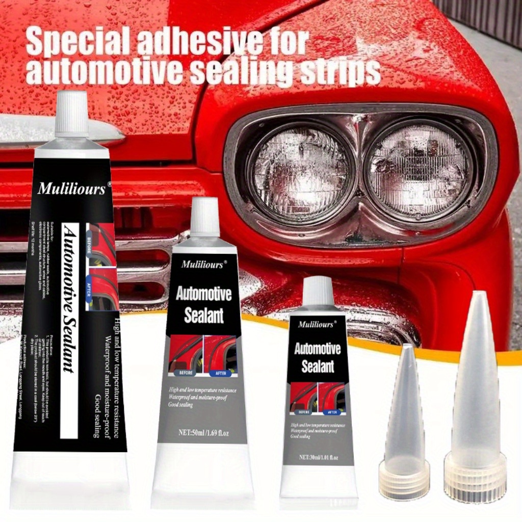 Automobilski lepak za brtvljenje, crni lepak za vremenske trake i brtve - vodootporan za prozore automobila, vetrobrane, vrata, krovne cevi i metal/plastiku/gumu - lako nanošenje, izdržljiv i otporan na visoke temperature, zaštita automobilskih izolacionih žica