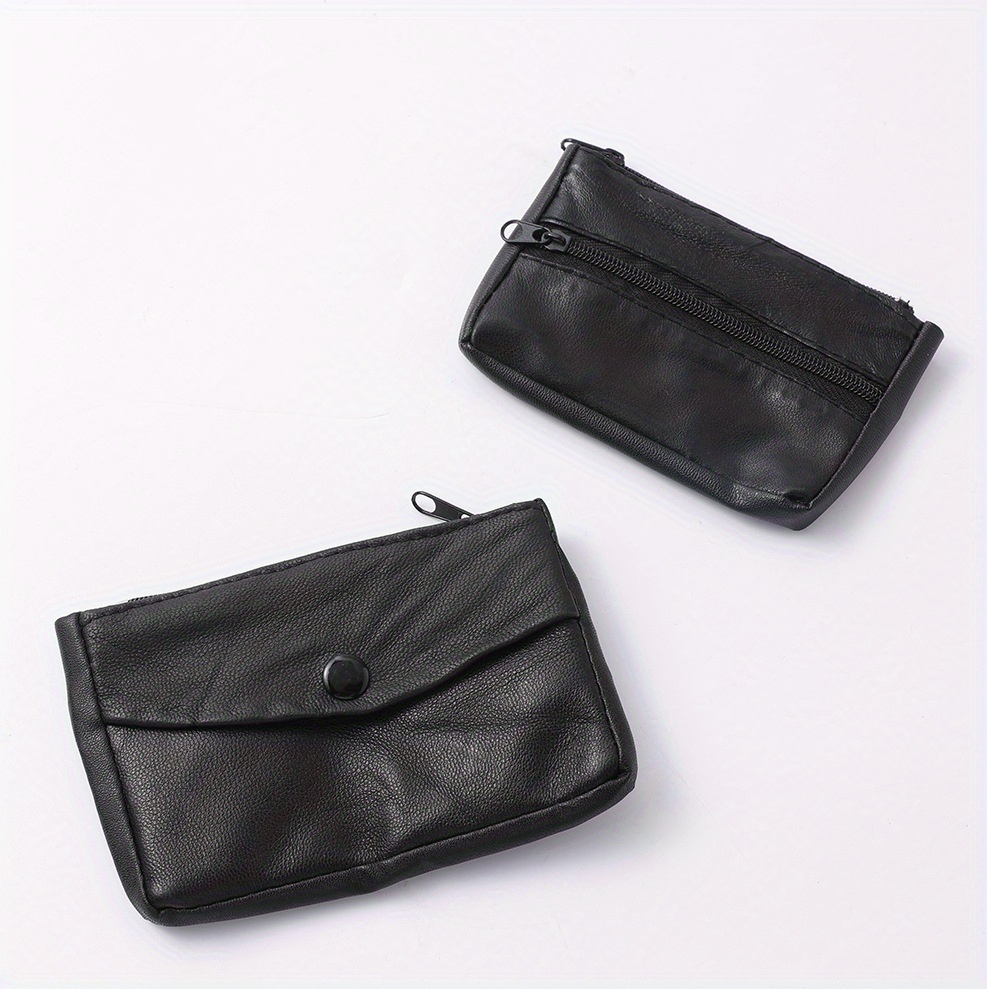 Crni Novčanik od Prave Kože sa Držačem za Kartice i Kovance - Kompaktan, Prenosiv Višenamenski Novčanik sa Kopčom na Pritisak za Žene