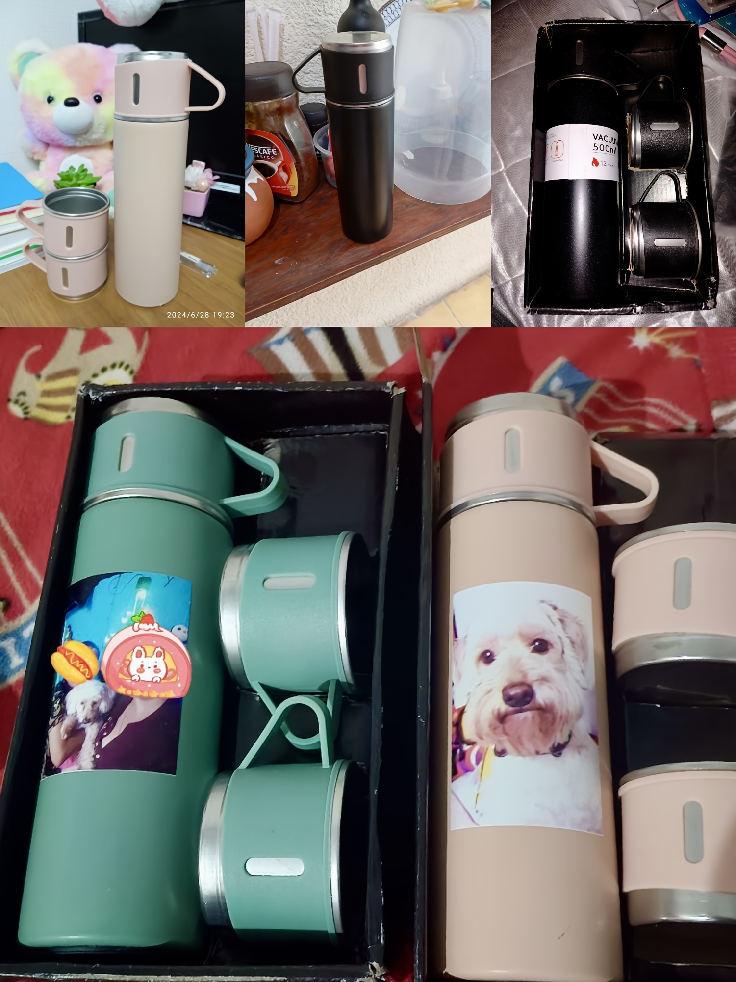 Set termos boca od nerđajućeg čelika 500ml | Održava temperaturu čaja i kafe savršenom, prenosiva, idealna za profesionalce - Sadrži 1 termos i 3 poklopca, mat završnica