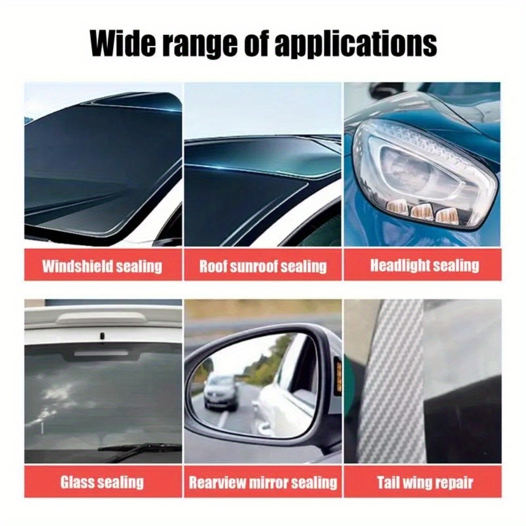 Automobilski lepak za brtvljenje, crni lepak za vremenske trake i brtve - vodootporan za prozore automobila, vetrobrane, vrata, krovne cevi i metal/plastiku/gumu - lako nanošenje, izdržljiv i otporan na visoke temperature, zaštita automobilskih izolacionih žica
