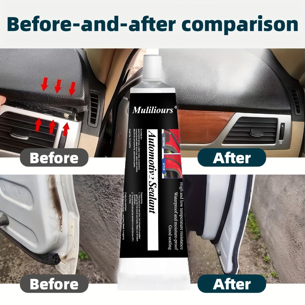 Automobilski lepak za brtvljenje, crni lepak za vremenske trake i brtve - vodootporan za prozore automobila, vetrobrane, vrata, krovne cevi i metal/plastiku/gumu - lako nanošenje, izdržljiv i otporan na visoke temperature, zaštita automobilskih izolacionih žica