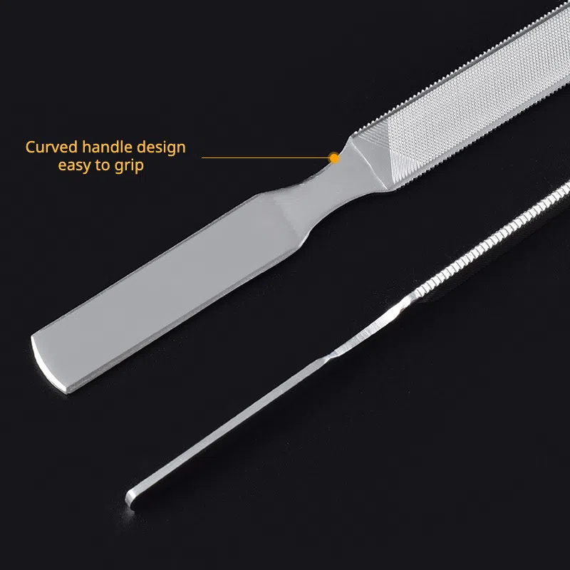 Profesionalna dvostrana turpija od nehrđajućeg čelika - Bez formaldehida, bez mirisa, pogodna za salon i kućnu upotrebu - Izdržljiva za manikir/pedikir/uklanjanje, za kožu (bez agresivnih hemikalija)