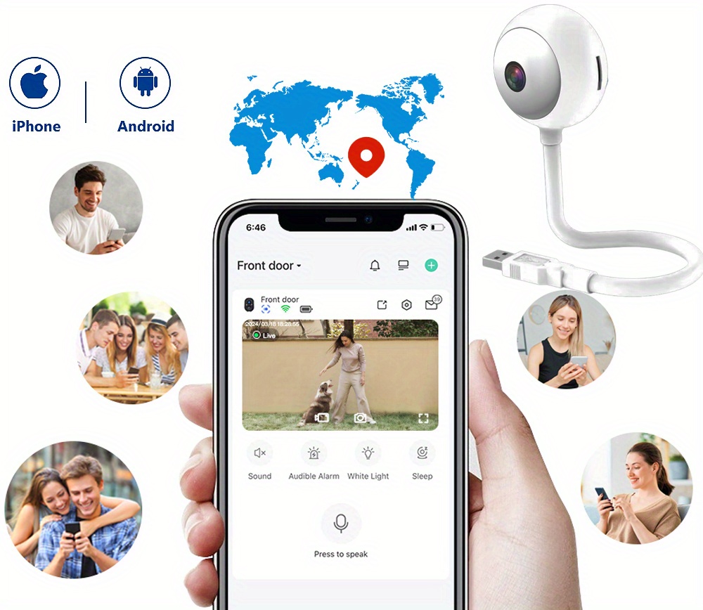 Tuya USB Sijalica za Unutrašnju Upotrebu Mini Wifi 3MP Mala Kamera sa Cloud Skladištem Kompatibilna sa Smart Life Home Plug And Play