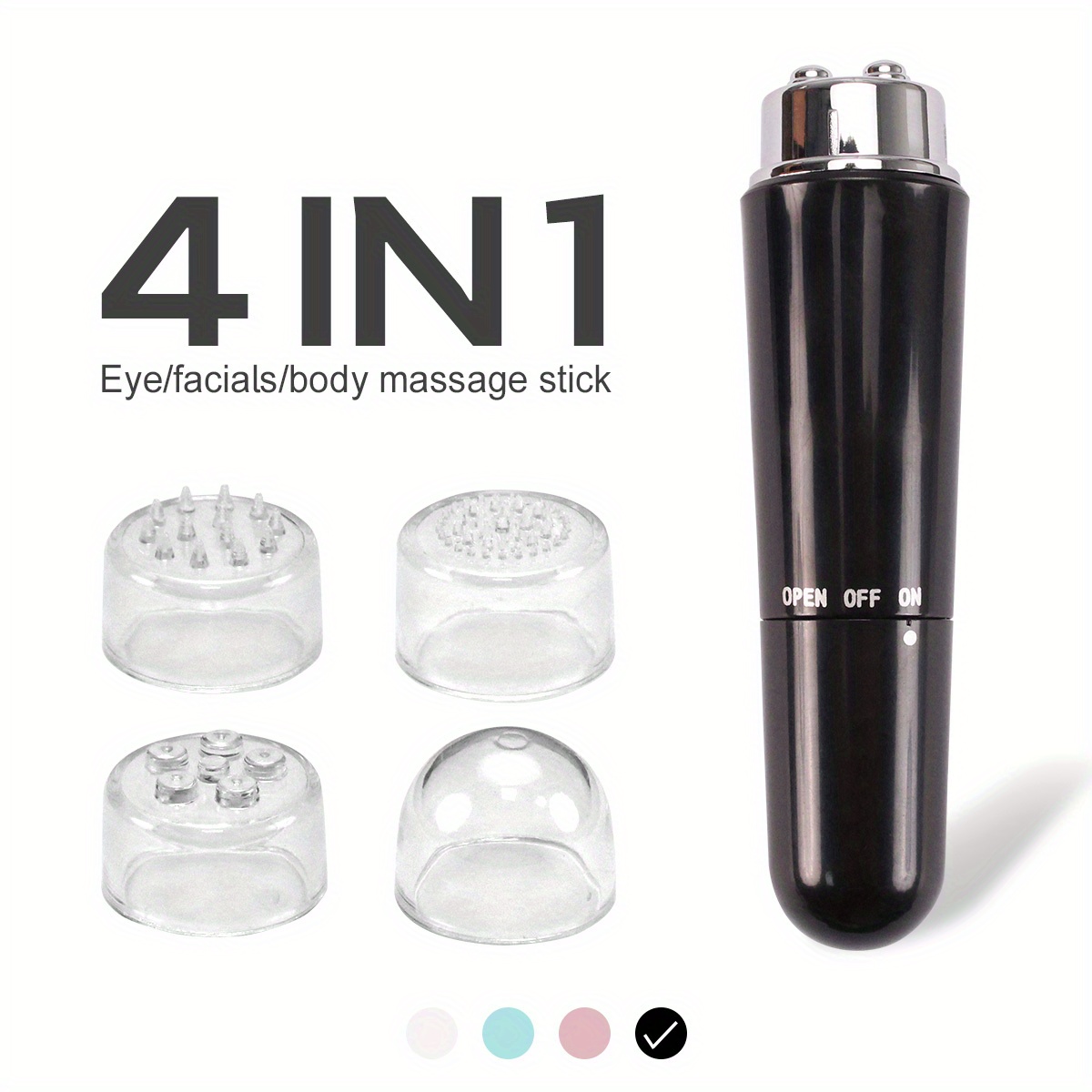 Masažer za oči/lice, olakšava crne kuke, otklanja vrećice pod očima, umiruje koži lica, prenosiv, rođendanski ili božićni poklon za prijatelje, dolazi sa četiri različita glava za masažu