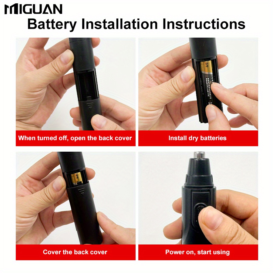 Električni trimer za dlake u nosu i na usima, bezbolan – efikasno sredstvo sa funkcijom oblikovanja brava/lice, 1 AA baterija (baterije nisu priložene), idealan poklon