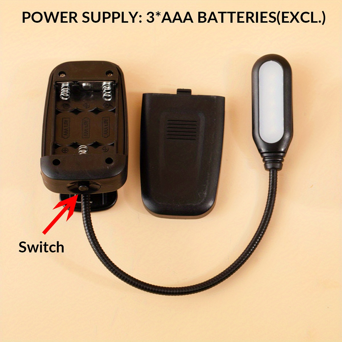 1 kom LED stona lampa sa podesivom rukom i štipaljkom - Stona lampa na baterije sa kontrolom na dugme, ergonomski dizajn za čitanje, pored kreveta, kancelariju, radni sto - Moderna minimalistička rasveta za dom i radni prostor, stona lampa za krevet, kancelarijska rasveta
