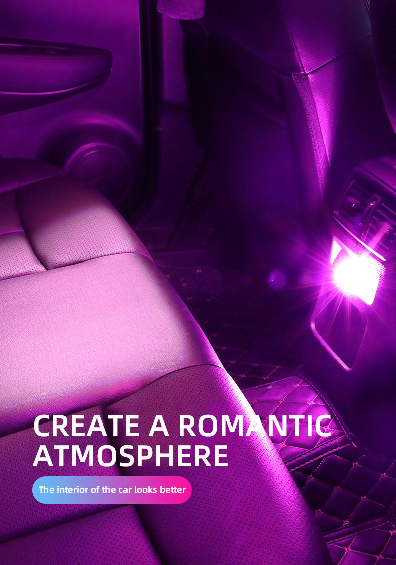 Mini USB LED Atmosferska Svetiljka za Auto, Dekorativna Svetiljka za Enterijer, Prenosiva Svetiljka za Auto, PC, Računar, Plug and Play, Super Svetla za Auto, Žurke, Sobe
