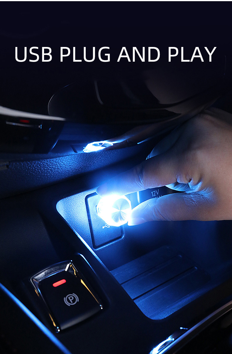 Mini USB LED Atmosferska Svetiljka za Auto, Dekorativna Svetiljka za Enterijer, Prenosiva Svetiljka za Auto, PC, Računar, Plug and Play, Super Svetla za Auto, Žurke, Sobe