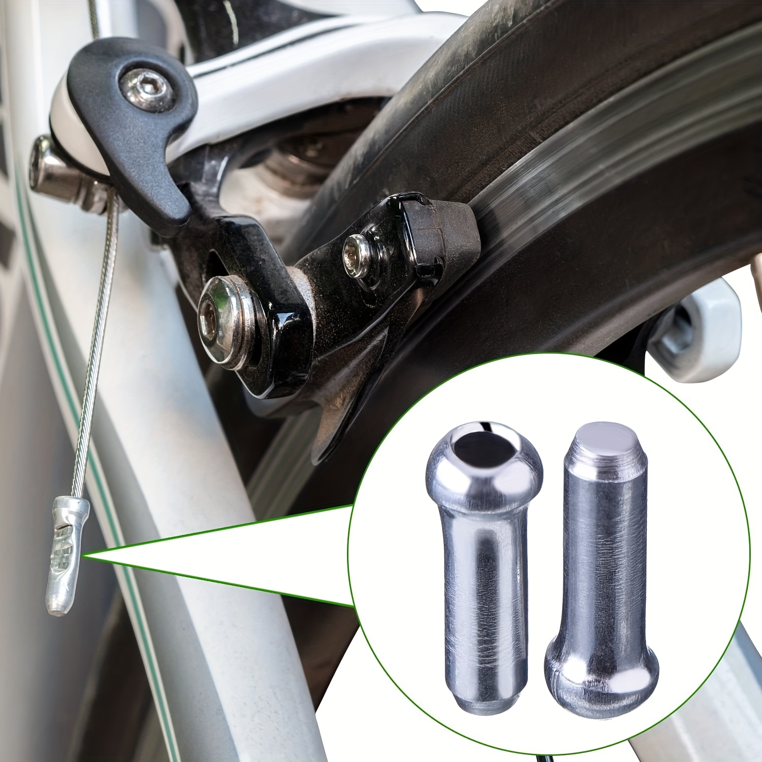 50 komada aluminijumske legure završnih kapica za kablove bicikla - izdržljivi štitnici žice kočnica i menjače, srebrne boje – neophodni dodaci u voznju