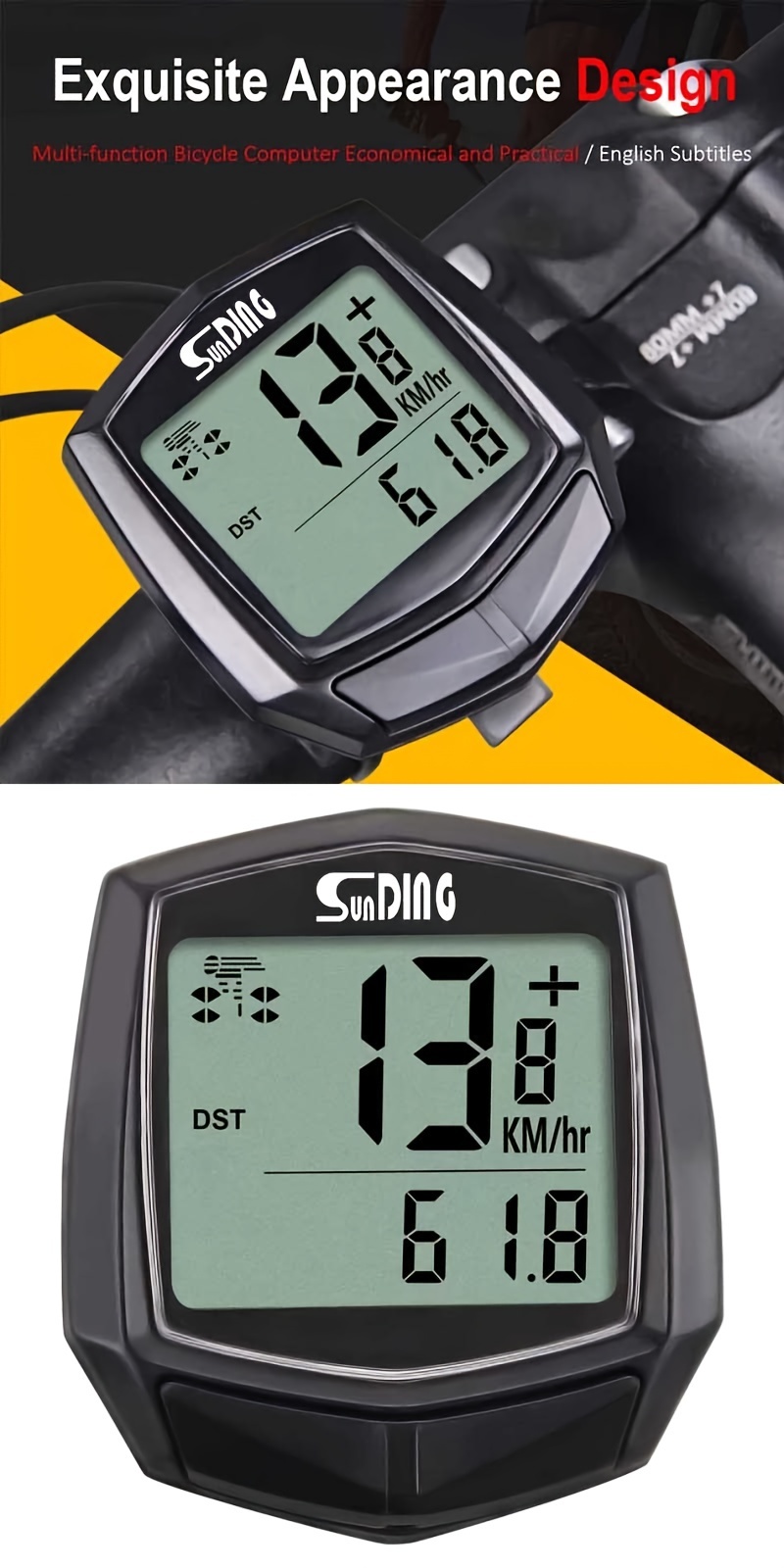 1 kom Janet Skiffer Biciklistički kompjuter sa žicom, digitalni MTB brzinomjer/odometar sa LCD ekranom, multifunkcionalni biciklistički kompjuter, pogodan za brzinomjer, odometar, - (Kompatibilan sa MTB dodatcima)