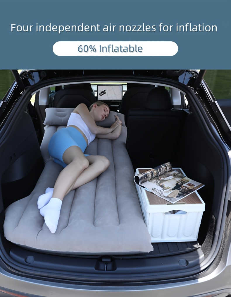 Auto Krevet – Dušek za Kampovanje – Prenosivi Krevet na Naduvavanje za Putovanja, Spavanje, Pogodan za Univerzalna Terenska Vozila sa Produženim Sofa na Naduvavanje, Uključuje Dva Jastuka na Naduvavanje – Crni