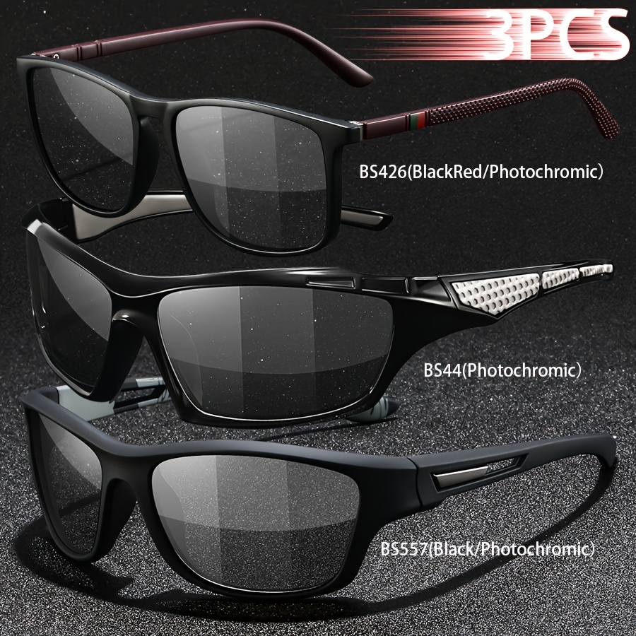 3 Moderne Fotoosetljive Polarizovane Vintage Naočare za Muškarce i Žene, Idealne za Vožnju i. Savršene za Aktivnosti Dan i Noć sa Crnim Sivim Kameleon Sočivima