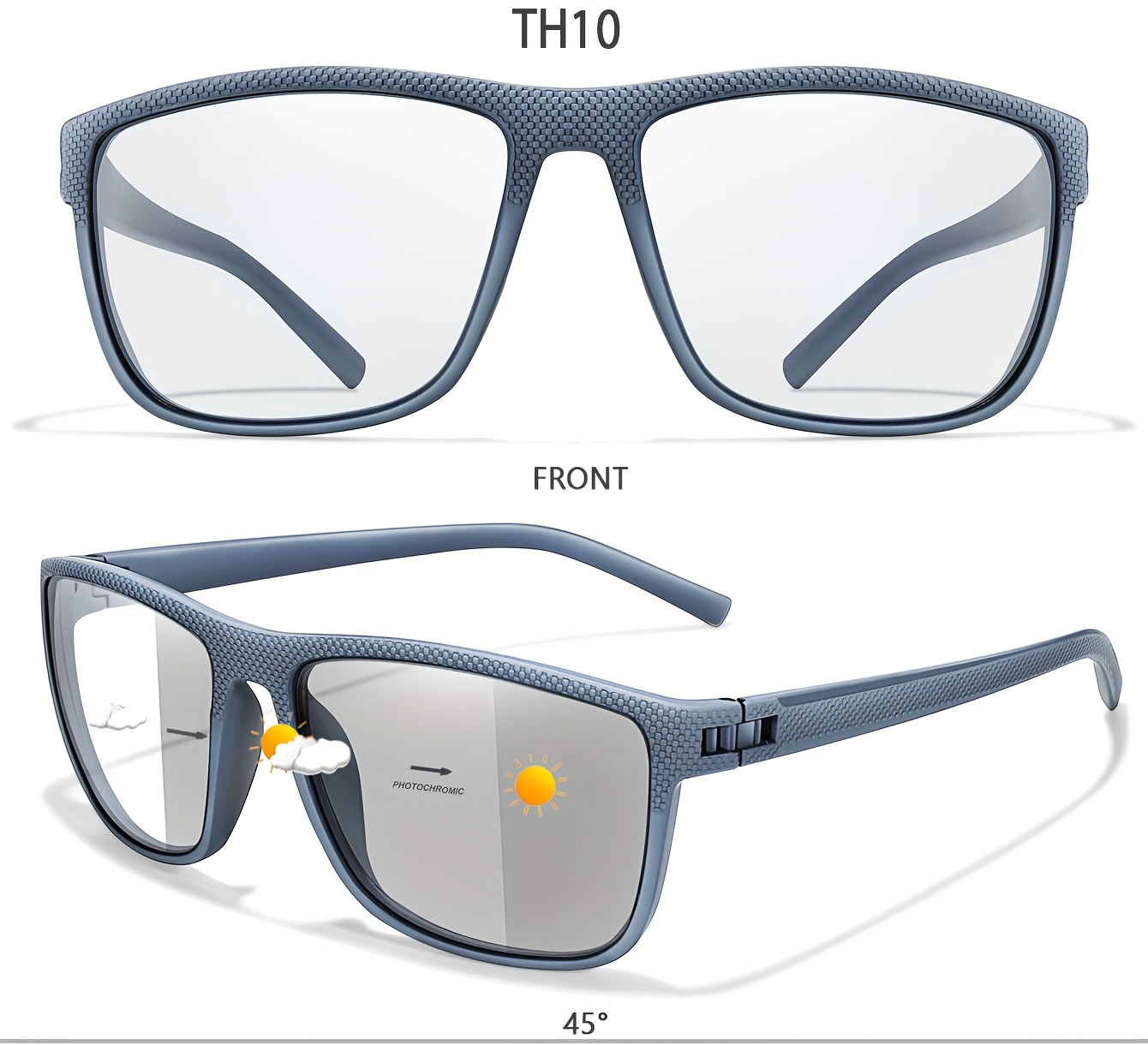 LOISRUBY Fotohromatske Kvadratne Modne Naočare sa Širokim Okvirom - Podešavanje Tamnosti, za Vožnju, Planinarenje, Ribolov, Kampovanje, Biciklizam - Uniseks Naočare za Spoljašnju Upotrebu Pogodne za Muškarce i Žene