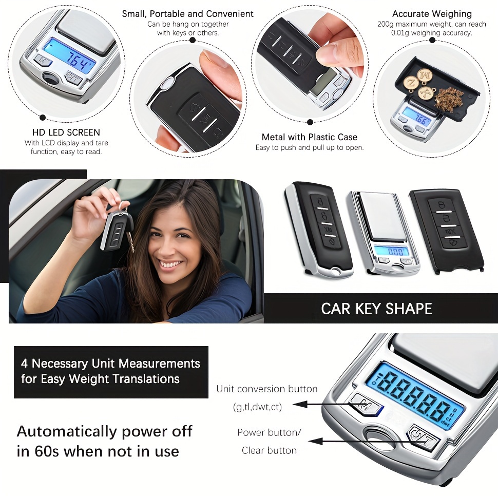 Visoko precizna prenosiva mini vaga za merenje nakita i zlata, sa preciznošću od 0.01