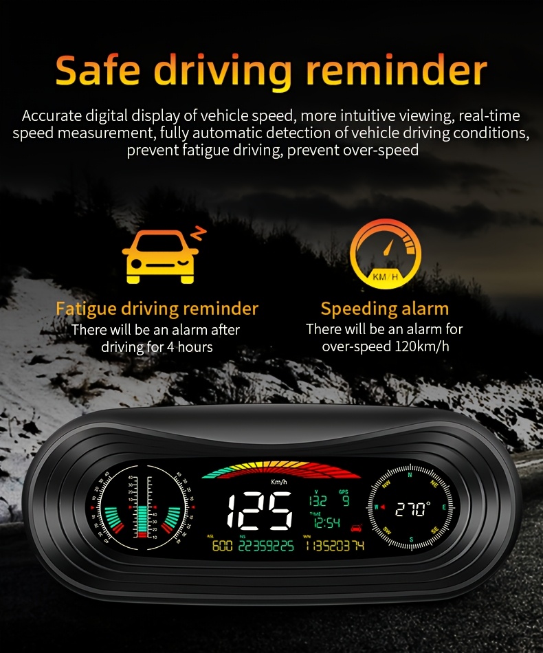 Novi automobilski elektronski kompas GPS Head-Up HUD displej, upozorenje na umor, brzinomjer, visinomjer, satelitsko pozicioniranje, kompas višefunkcionalni digitalni precizni displej, potpuno automatski satelitski signalni podaci, kul off-road modifikacija
