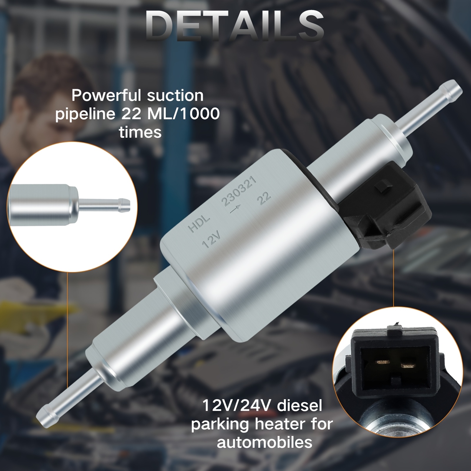 12V 24V Auto Dizel Grejač Ulje Pumpa za Gorivo 22ML Niska Buka Grejač Vazduha Pumpa za Gorivo sa Pulsnim Merenjem za Ugrađeno Napajanje Goriva, Pogodna za Parking Grejače od 2KW, 5KW i 8KW Dizel Modela