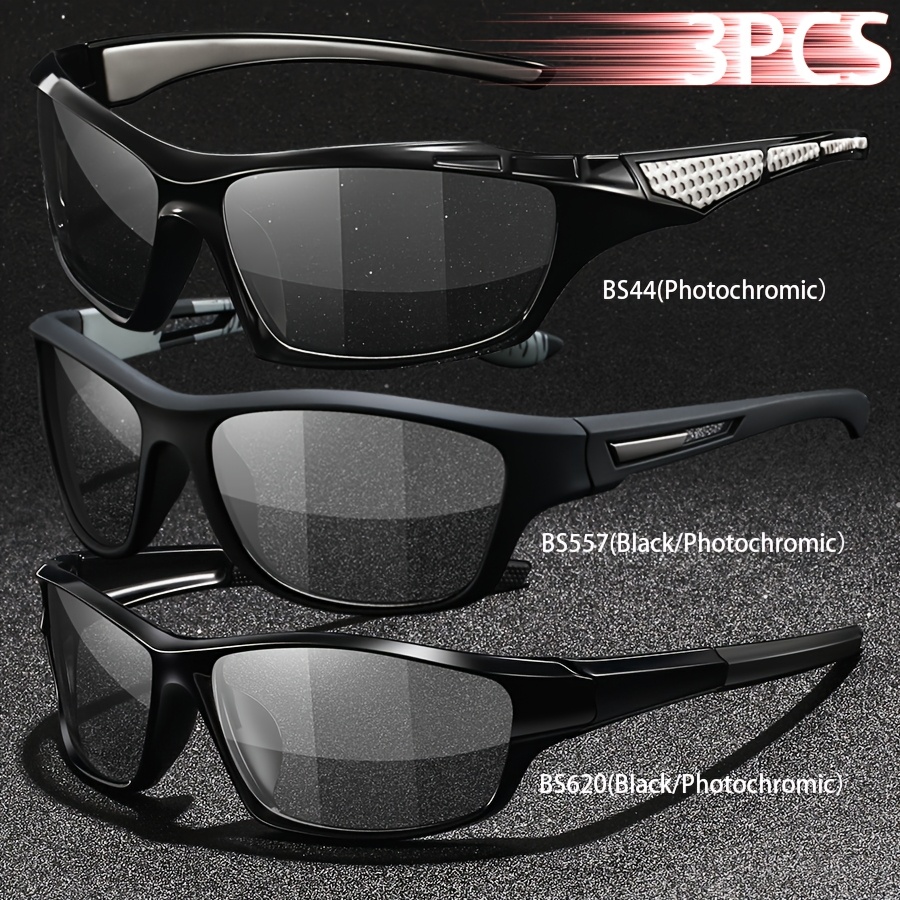 3 Moderne Fotoosetljive Polarizovane Vintage Naočare za Muškarce i Žene, Idealne za Vožnju i. Savršene za Aktivnosti Dan i Noć sa Crnim Sivim Kameleon Sočivima