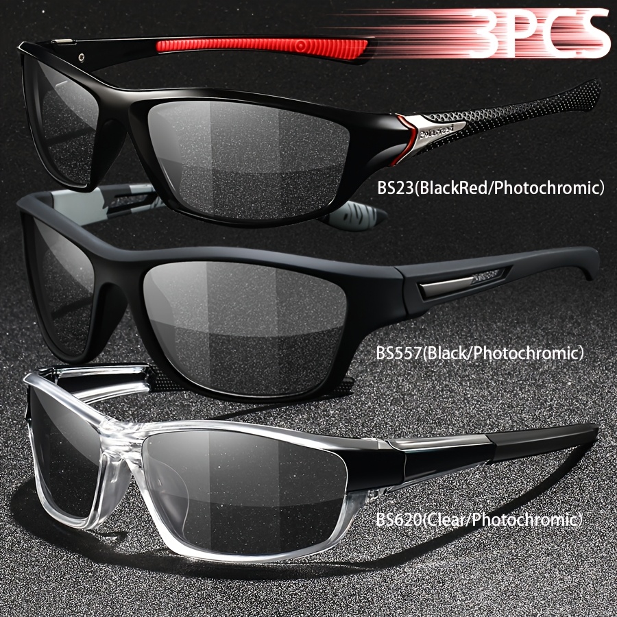 3 Moderne Fotoosetljive Polarizovane Vintage Naočare za Muškarce i Žene, Idealne za Vožnju i. Savršene za Aktivnosti Dan i Noć sa Crnim Sivim Kameleon Sočivima