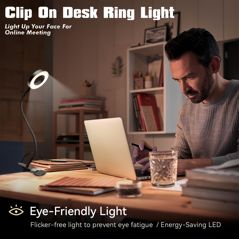 1 kom USB - Fleksibilna stona lampa sa gipkim ramenom i stezaljkom, podesiva lampa za radni sto, USB - lampa sa stezaljkom, zaštita za oči, za računar, čitanje, noćni ormarić, kompaktna LED lampa koja štedi prostor (3 opcije temperature boje, 10 glatkih podešavanja osvetljenja)