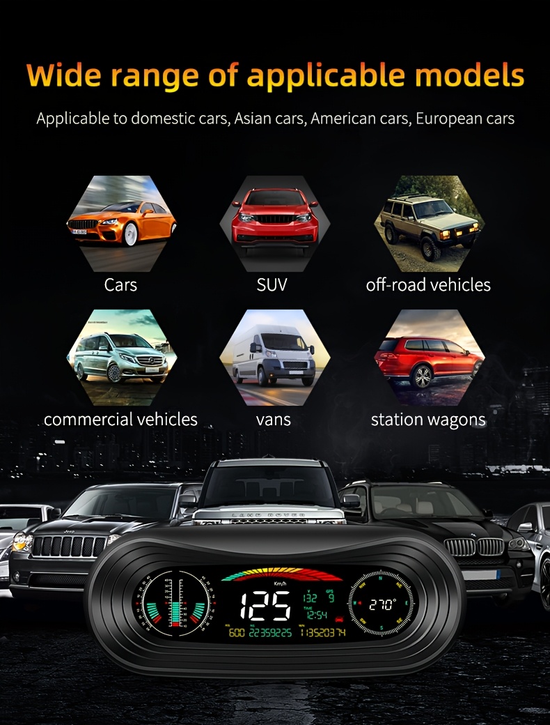 Novi automobilski elektronski kompas GPS Head-Up HUD displej, upozorenje na umor, brzinomjer, visinomjer, satelitsko pozicioniranje, kompas višefunkcionalni digitalni precizni displej, potpuno automatski satelitski signalni podaci, kul off-road modifikacija