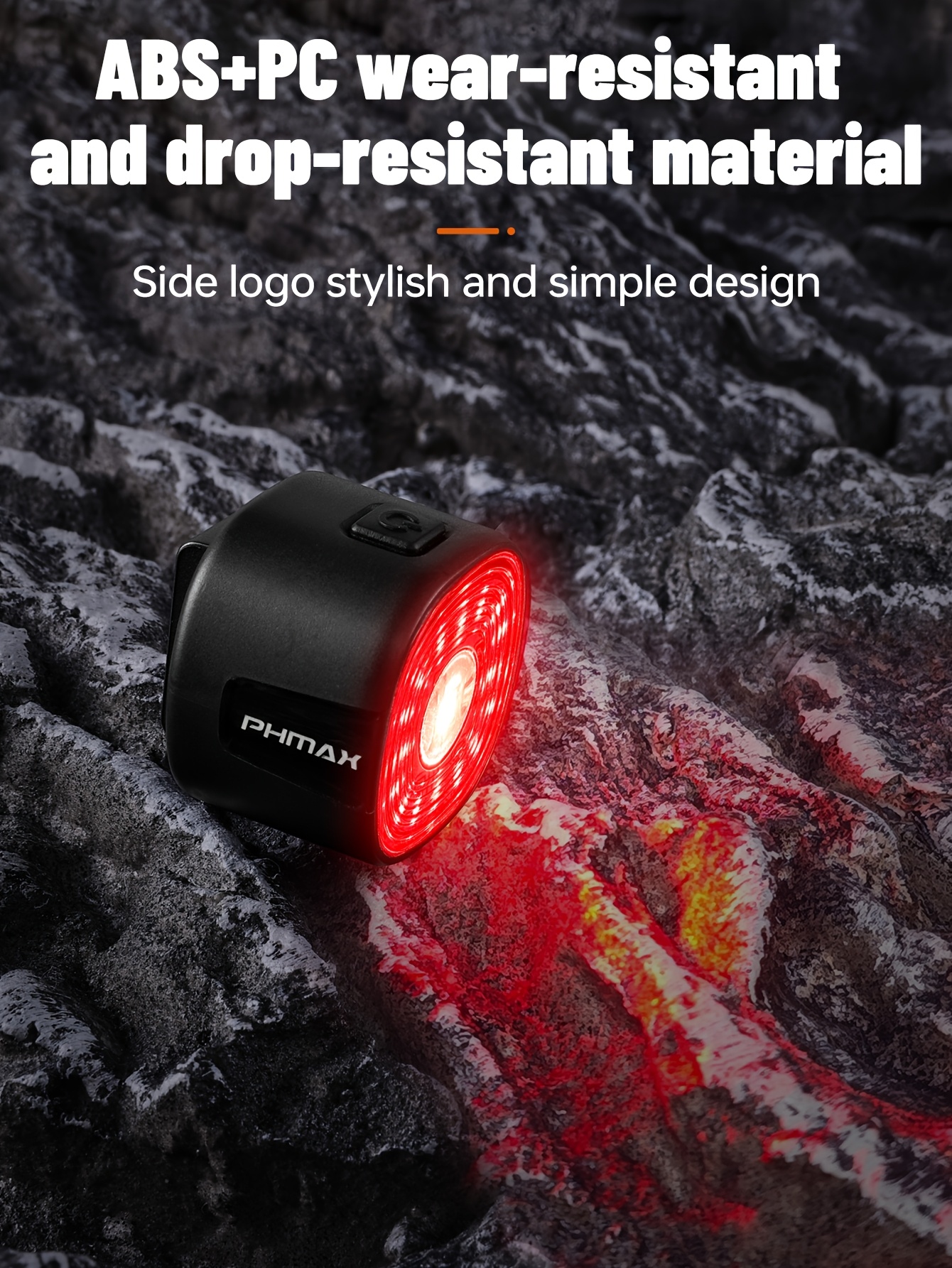 PHMAX Biciklističko zadnje svetlo IP66 vodootporno, punjivo sa 6 modova i dvostrukim nosačem za jednostavnu montažu