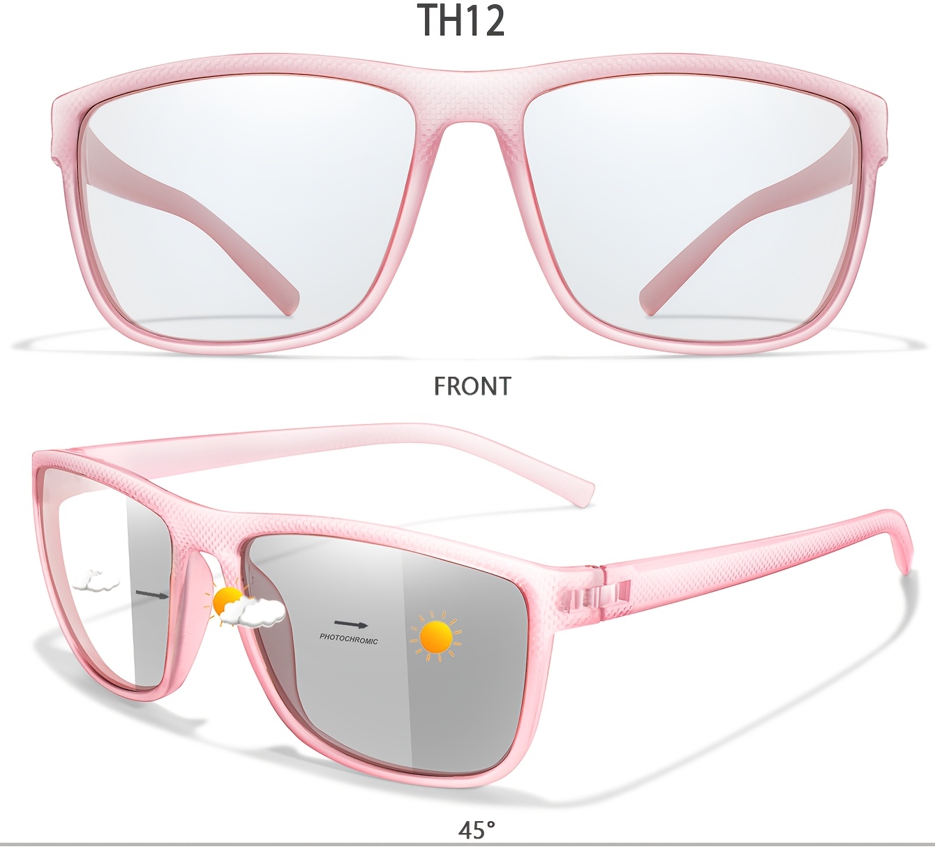 LOISRUBY Fotohromatske Kvadratne Modne Naočare sa Širokim Okvirom - Podešavanje Tamnosti, za Vožnju, Planinarenje, Ribolov, Kampovanje, Biciklizam - Uniseks Naočare za Spoljašnju Upotrebu Pogodne za Muškarce i Žene