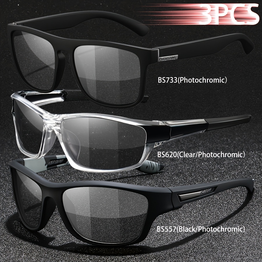 3 Moderne Fotoosetljive Polarizovane Vintage Naočare za Muškarce i Žene, Idealne za Vožnju i. Savršene za Aktivnosti Dan i Noć sa Crnim Sivim Kameleon Sočivima