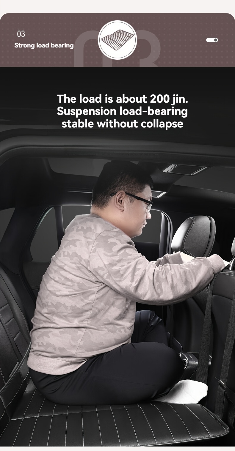 Jedan komad sklopivog dušeka za zadnje sedište automobila, praktičan krevet za putovanja, navlaka za auto sedište za pse, kompatibilan sa većinom vozila uključujući automobile, SUV vozila i kamione, sa konkavnim dizajnom pogodnim za kampovanje i putovanja