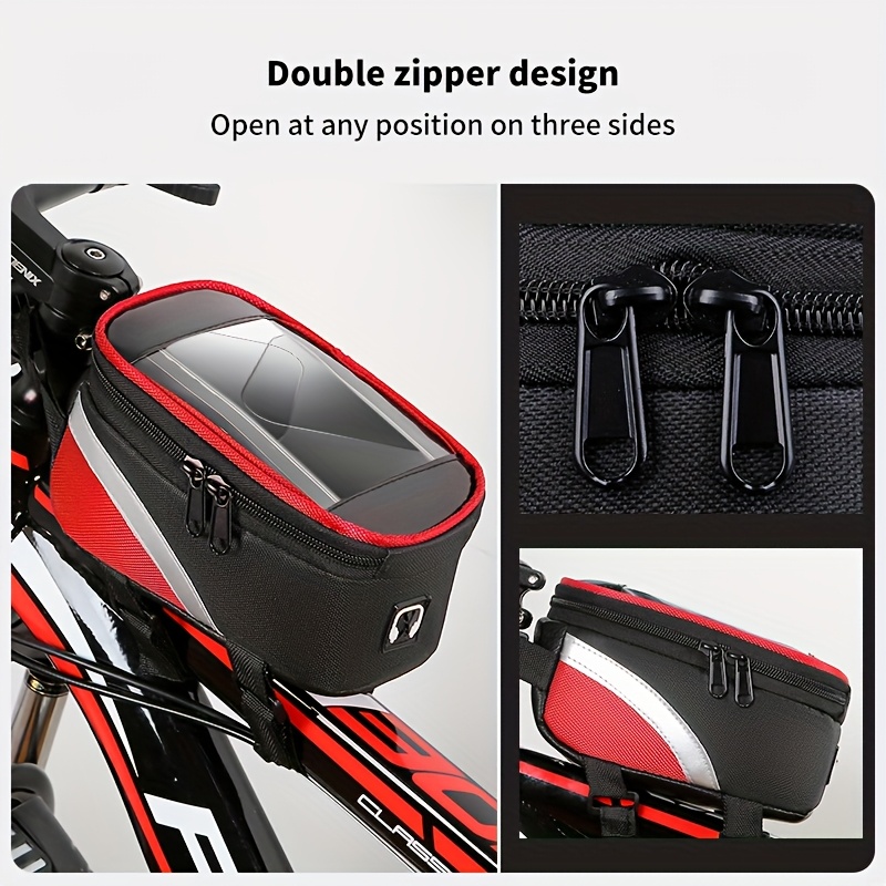 Nova torba za biciklistički upravljač sa rajsferšlusom, džep za telefon sa dodirnim ekranom, torba za prednju cev planinskog bicikla, torba za upravljač, gornja torba za upravljač