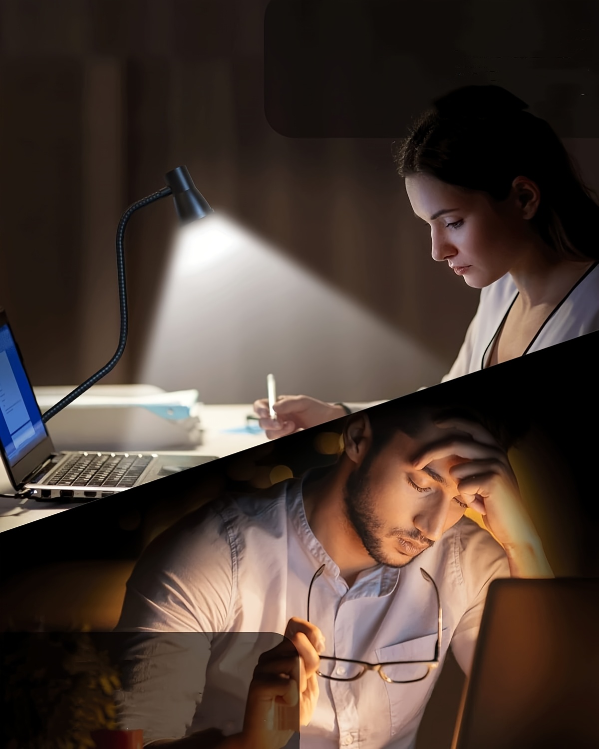 LED stona lampa u obliku roga sa stezaljkom, podesivim gipkim vratom, USB klip lampom, za ormarić, radni sto, noćni ormarić, mala lampa za knjige