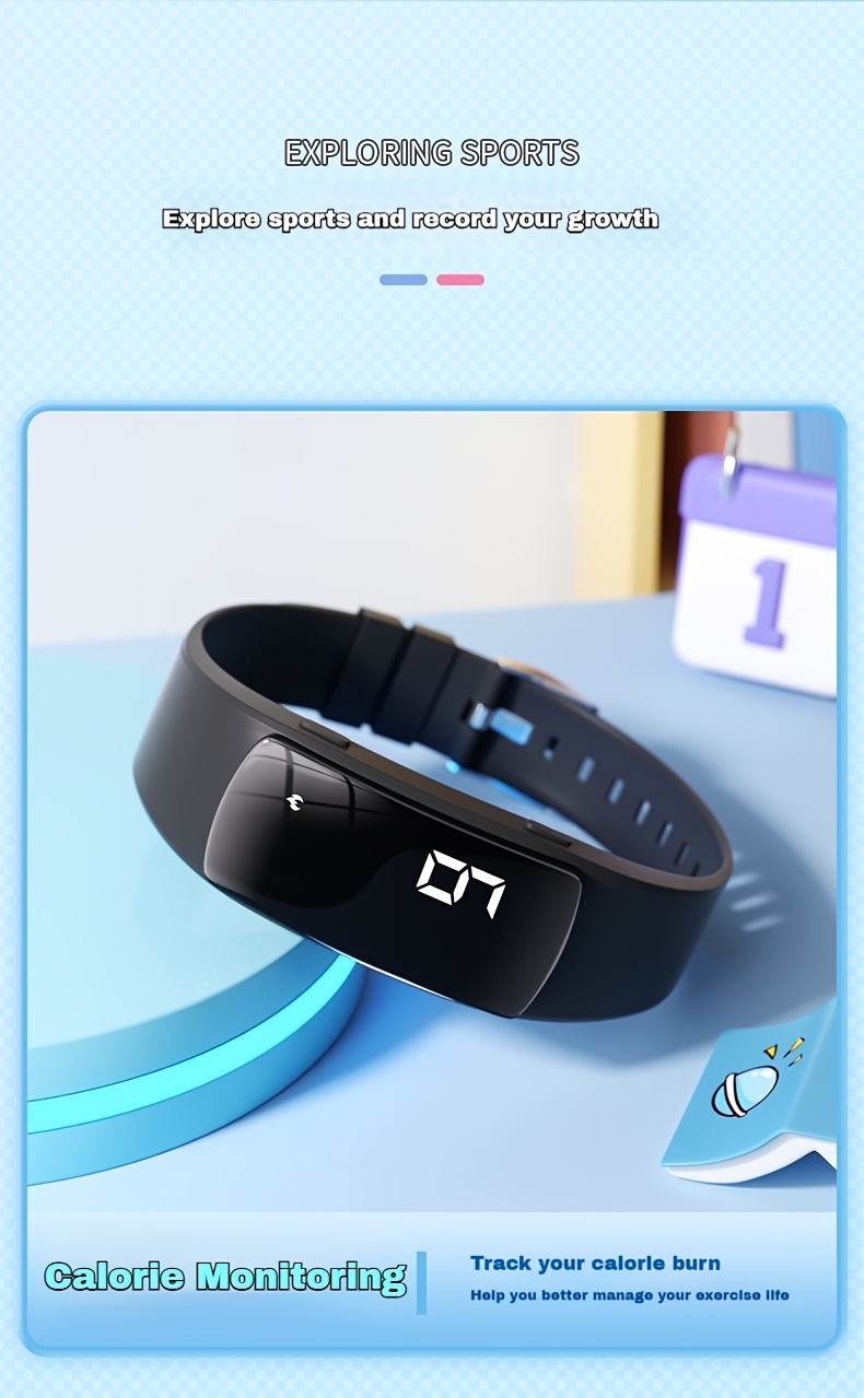 2026 Nova LED Studentska Kvadratna Multifunkcionalna Sportska Narukvica | Brojač Koraka, Vibracioni Alarm, Praćenje Kalorija, Praćenje Udaljenosti, Direktno Punjenje, Minimalistički Dizajn, Svestran Stil, Idealna za Aktivnosti na Otvorenom i Biciklizam, Samostalni Rad