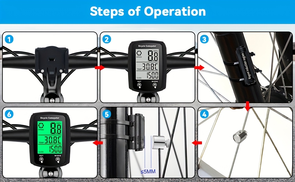 Žičani Biciklistički Kompjuter, Brojač Kola za Bicikl sa Opcijama MPH i KM/H, Sa Senzorom na Dodir, Velikim Digitalnim LCD Ekranom i Automatskom Funkcijom Buđenja