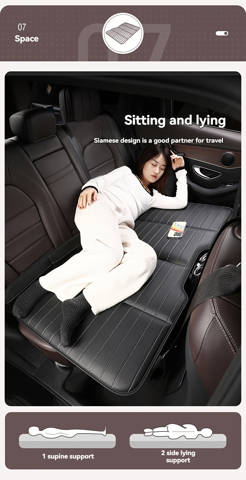 Jedan komad sklopivog dušeka za zadnje sedište automobila, praktičan krevet za putovanja, navlaka za auto sedište za pse, kompatibilan sa većinom vozila uključujući automobile, SUV vozila i kamione, sa konkavnim dizajnom pogodnim za kampovanje i putovanja